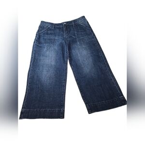 Standards & Practices Wide Leg Utility Jeans Women 30 Blue Cropped Patch Pocket